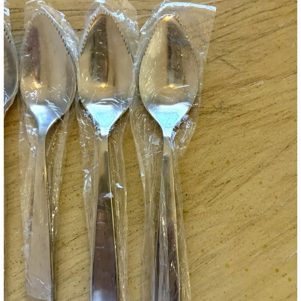 Lot 10 Stainless Steel Serrated Fruit Spoons Citrus Grapefruit China NEW NOS